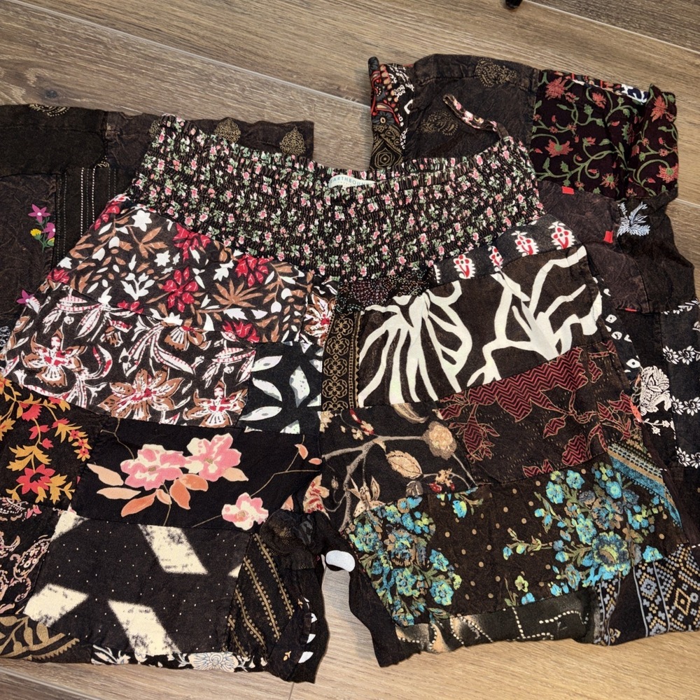 Earthbound Trading Co. Pants Womens L Brown Floral Boho Flare Patchwork Festi - Picture 4 of 7